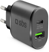 SBS USB/USB Type-C Dual Ladegerät (25W) schwarz