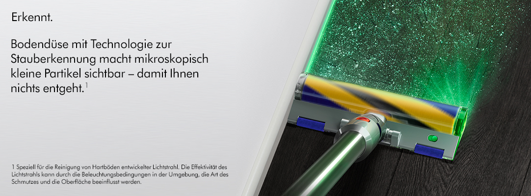 Erkennt. Bodend&uuml;se mit Technologie zur Stauberkennung macht mikroskopisch kleine Partikel sichtbar - damit Ihnen nichts entgeht.