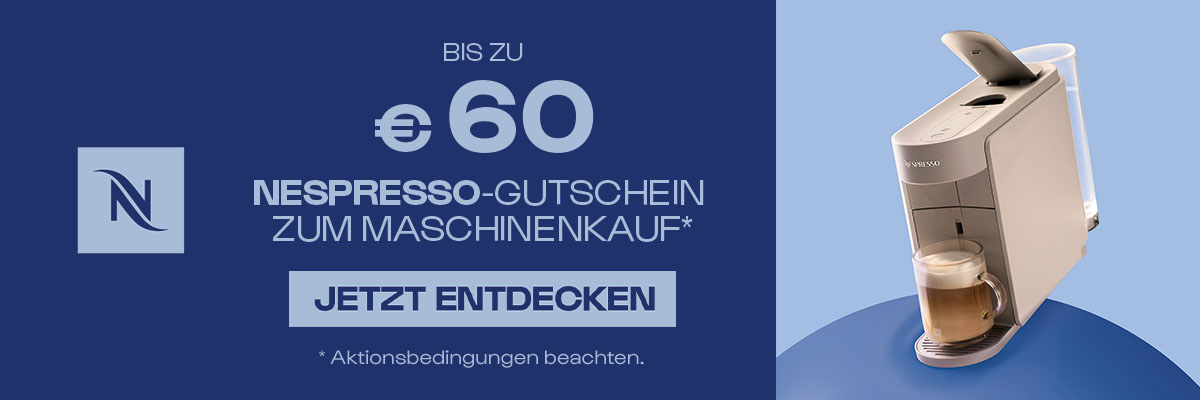 Unglaubliche Kaffeemomente mit Nespresso. Erhalten Sie einen Kaffee - Gutschein im Wert bis zu €60,-