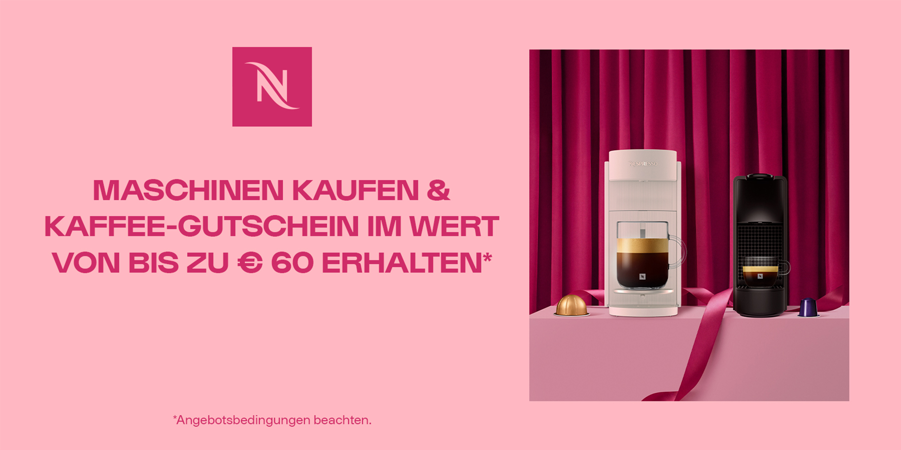 Unglaubliche Kaffeemomente mit Nespresso. Erhalten Sie einen Kaffee - Gutschein im Wert bis zu €60,-